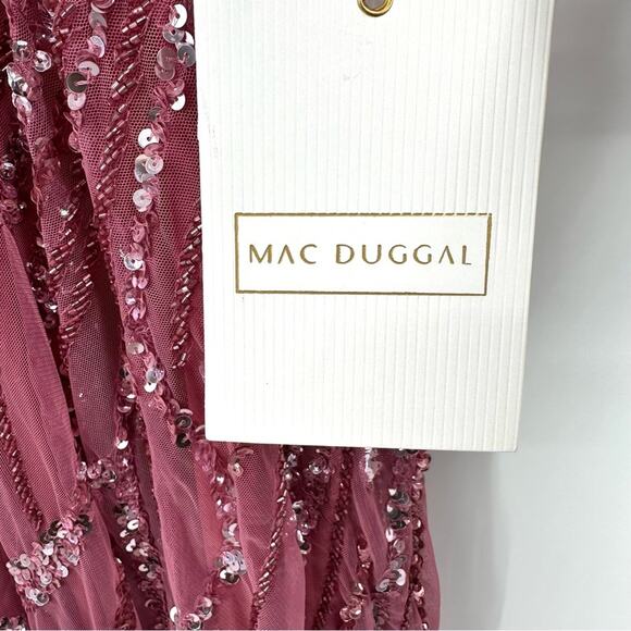 Mac Duggal Cap Sleeve Embellished Evening Gown in plum Size 8 - Picture 5 of 16